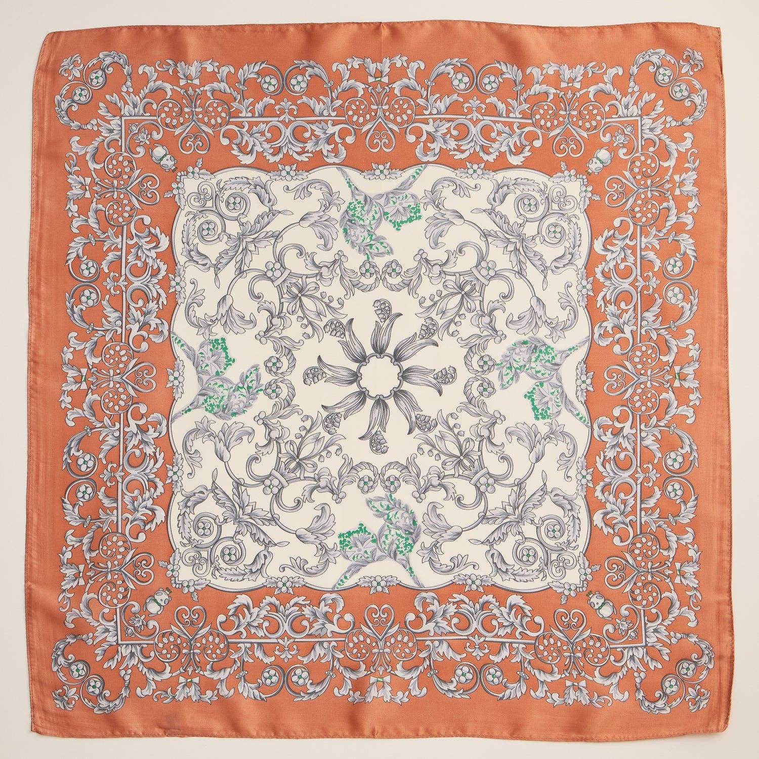 Baroque Print Silk-Texture Elegant Square Scarf