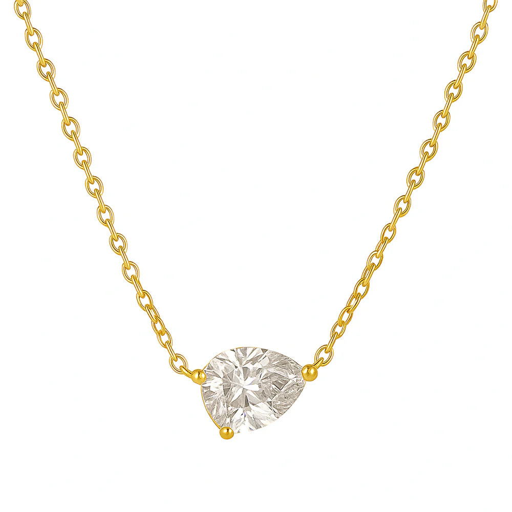 Lola Solitaire Sideways Pear Necklace