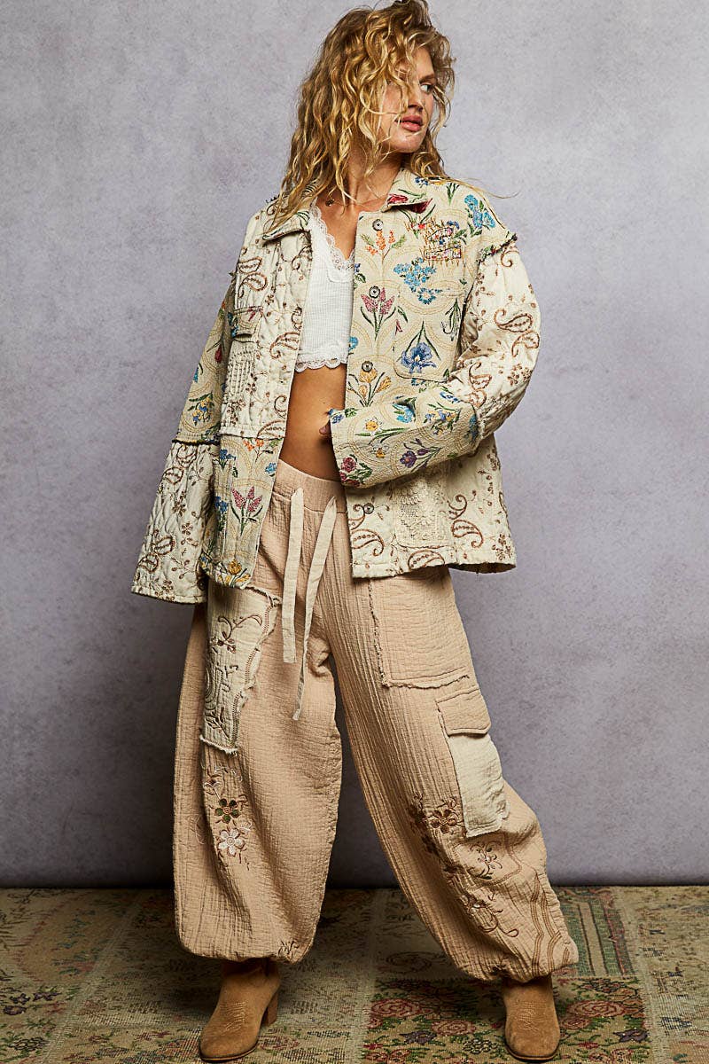Raw edge jacquard jacket