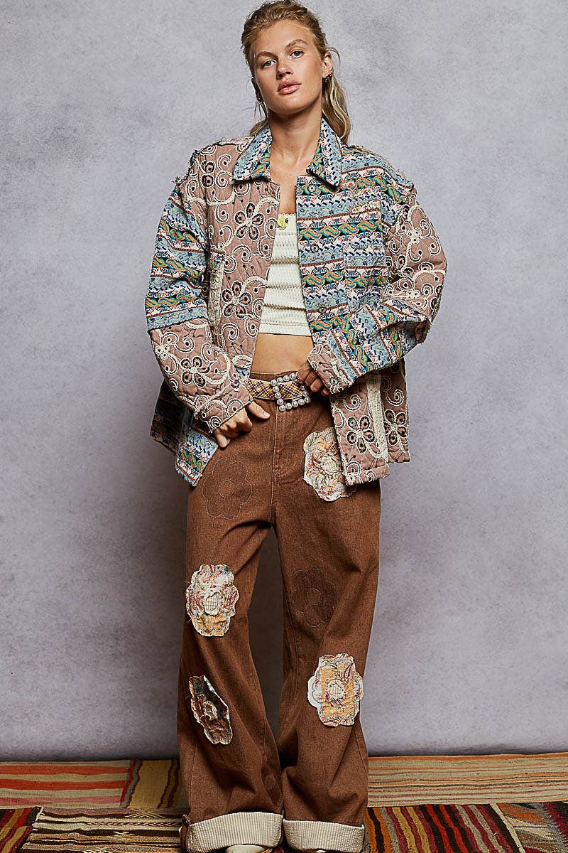 Raw edge jacquard jacket