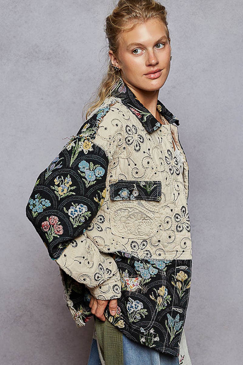 Raw edge jacquard jacket