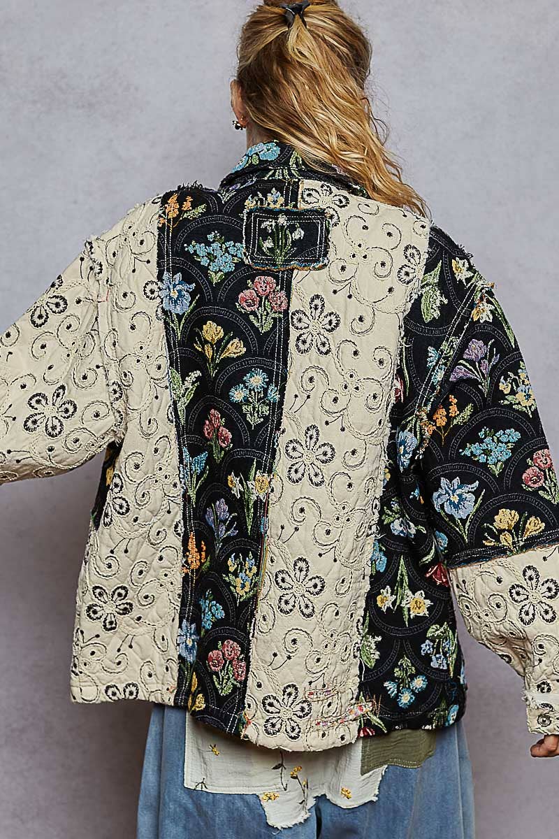 Raw edge jacquard jacket