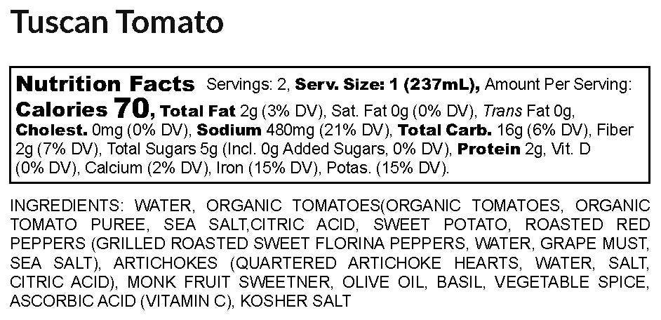 Tuscan Tomato Soup 16 oz Plant Based & Gluten Free