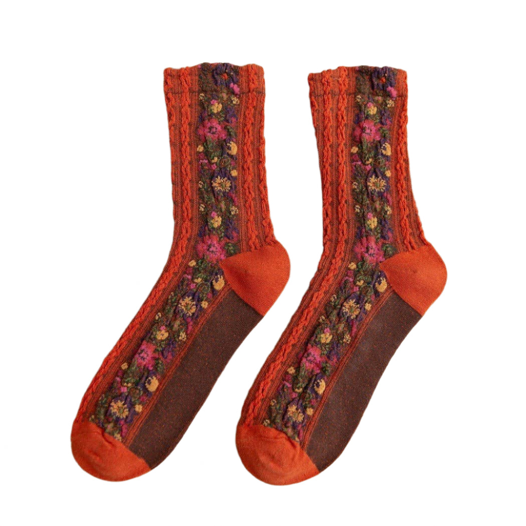 Vintage Floral Print Socks