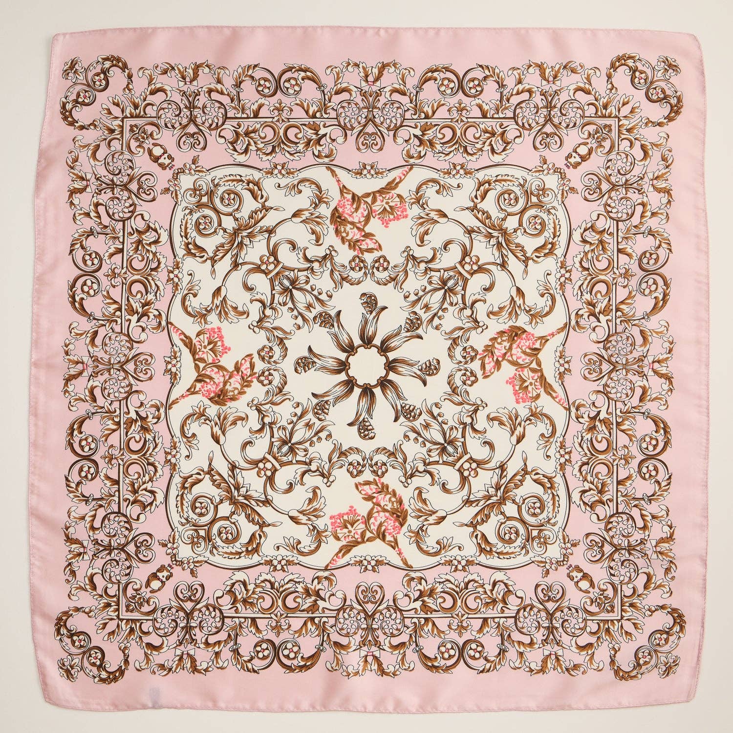 Baroque Print Silk-Texture Elegant Square Scarf
