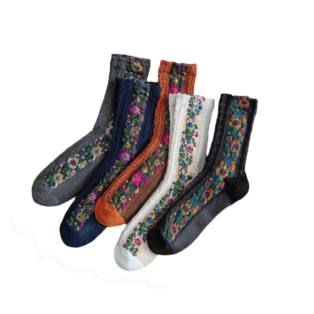 Vintage Floral Print Socks