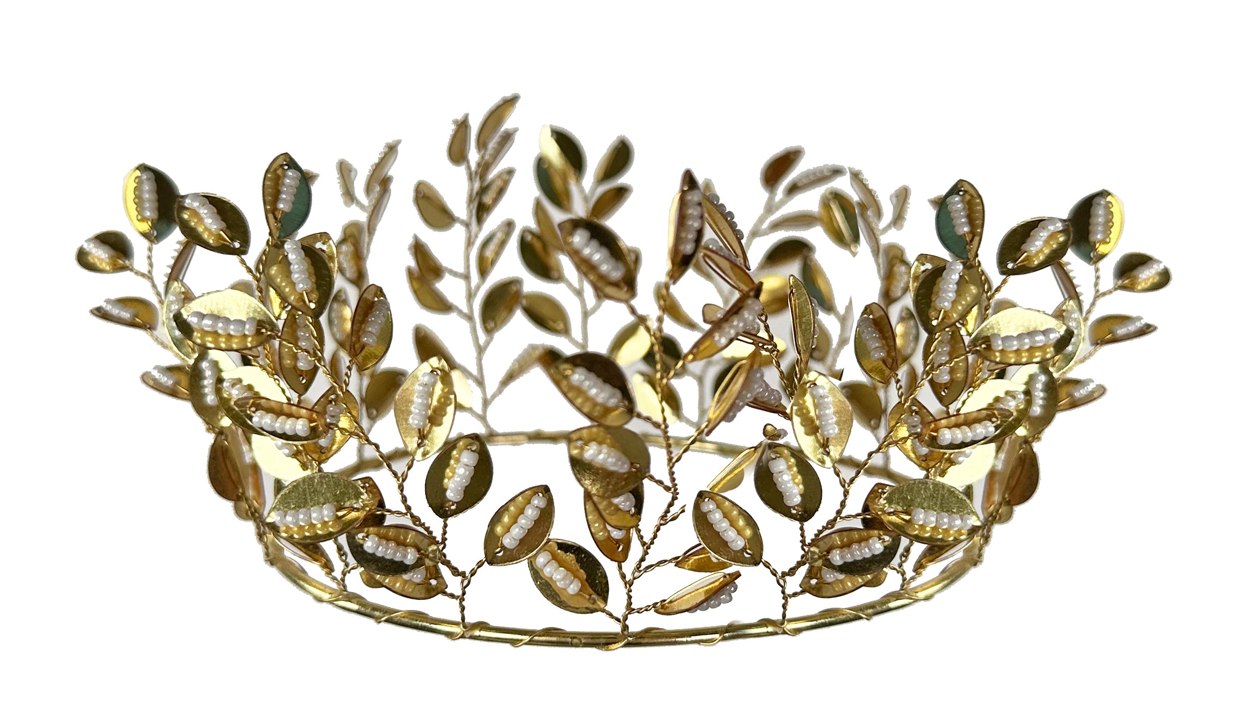 gold leaf bead candle ring