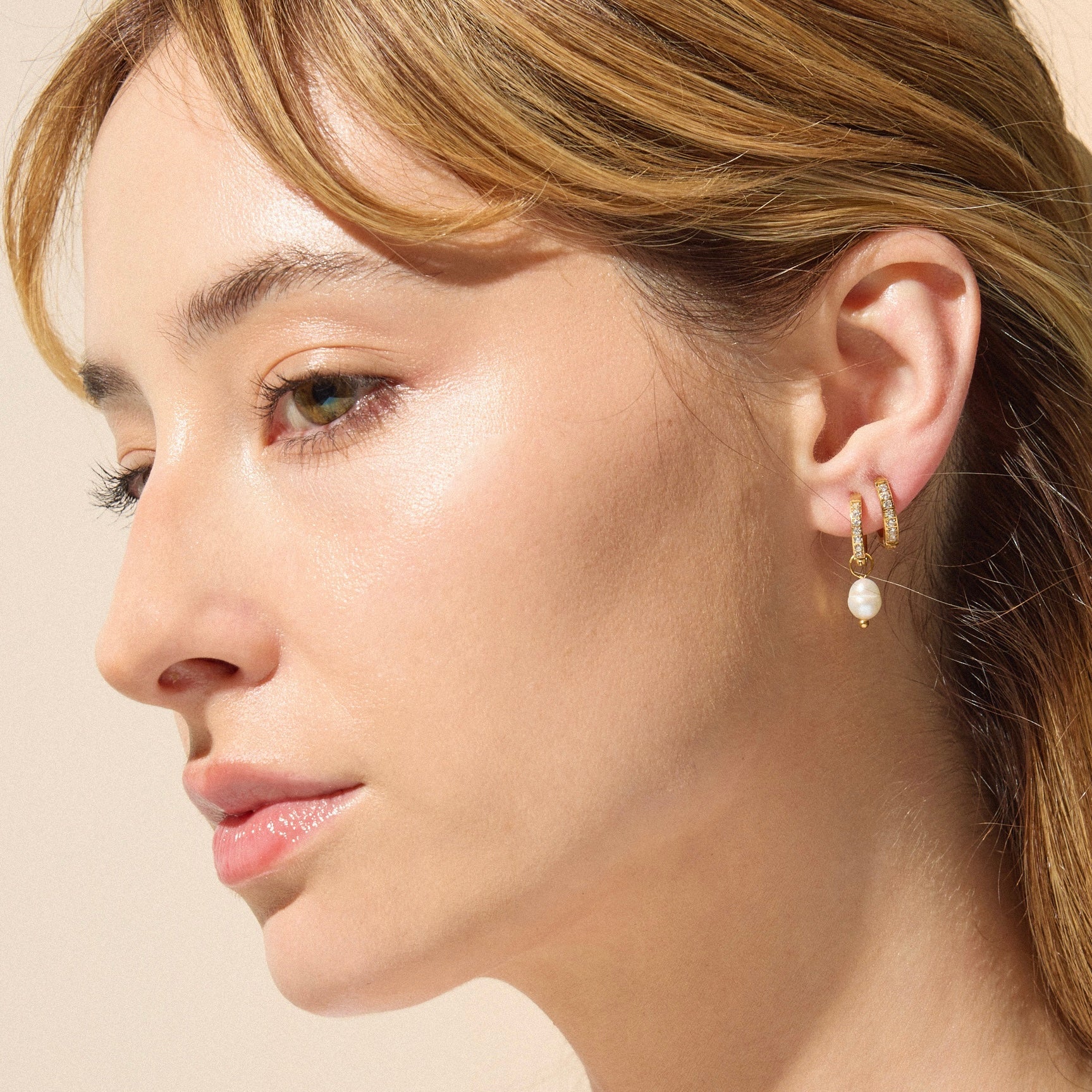 Georgie Huggie Hoop Pearl Earring