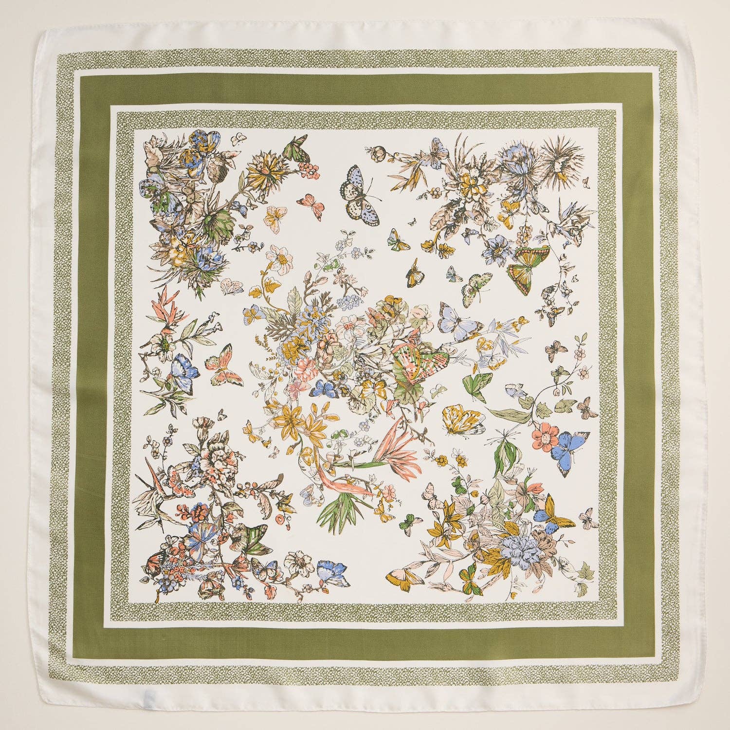 Floral Butterfly Silk Texture Square Scarf