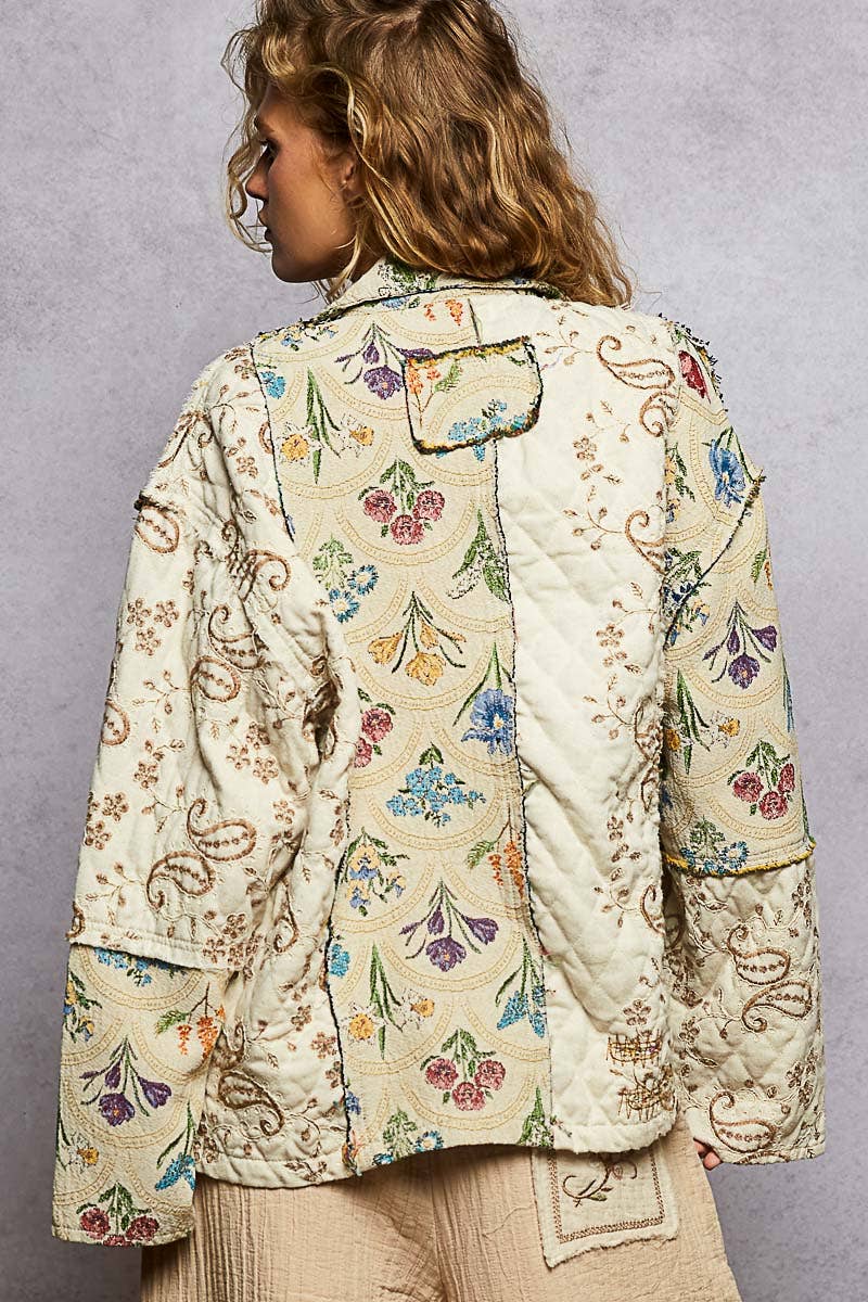 Raw edge jacquard jacket