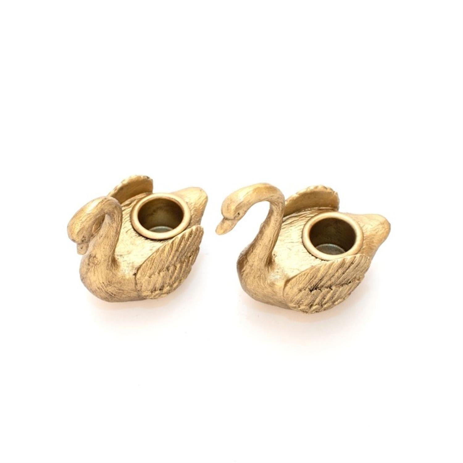 Gold Swan Taper Holder