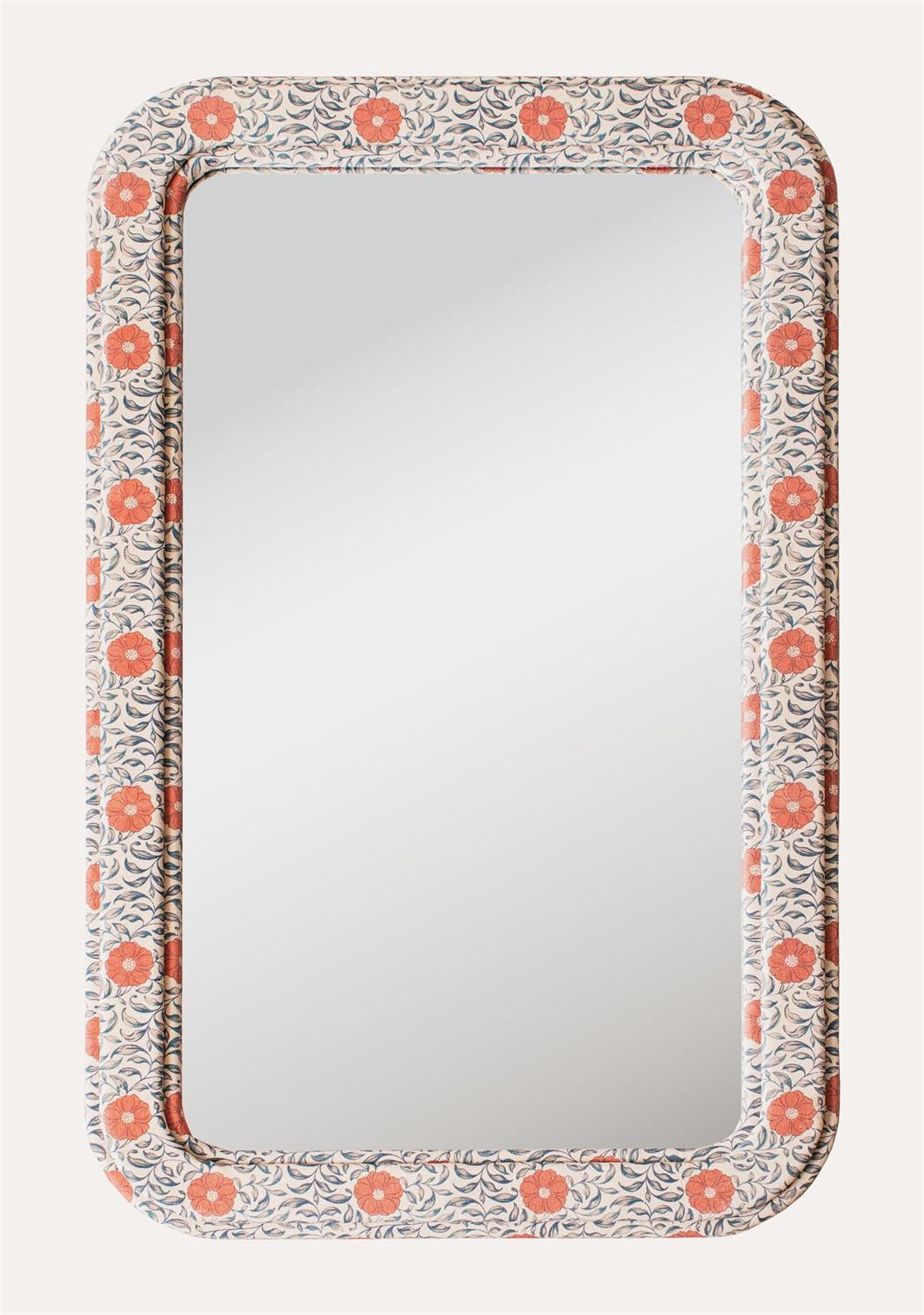 Framed Mirror -Textile Floral Artistry