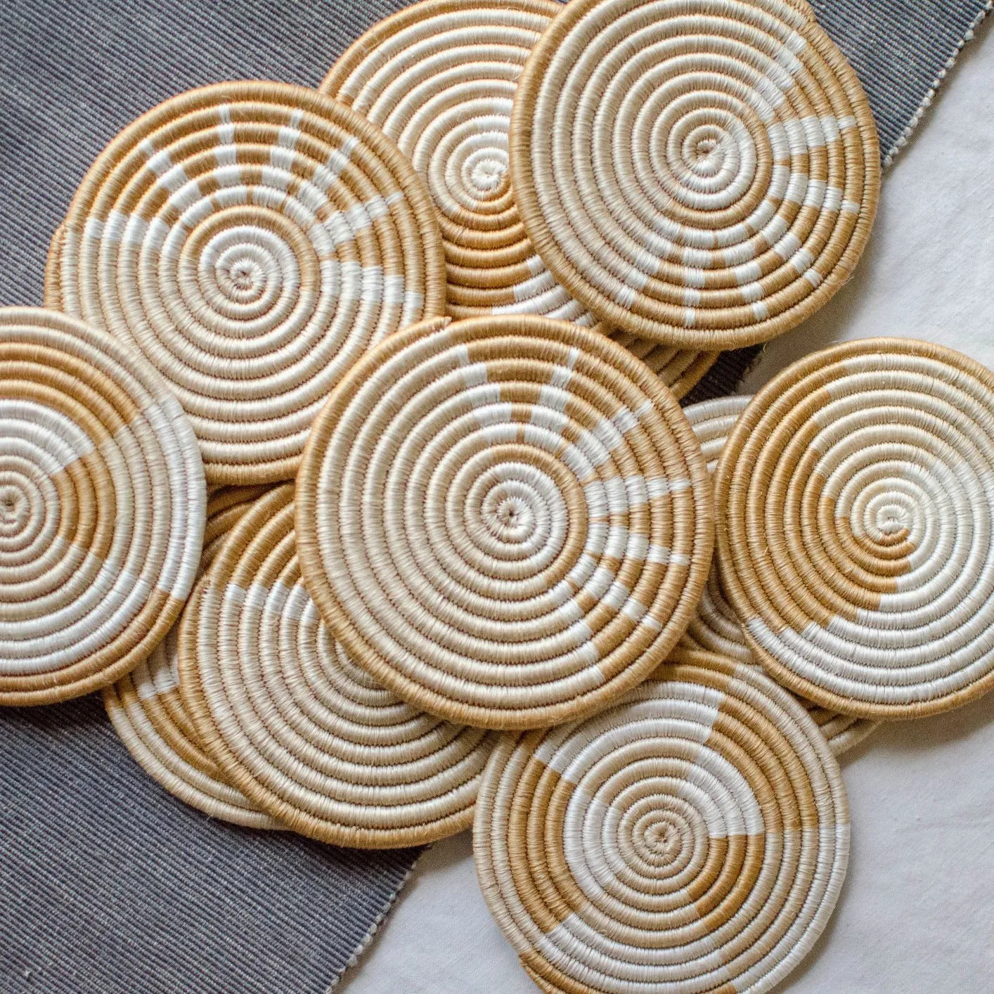 Hand woven coasters from Ghana