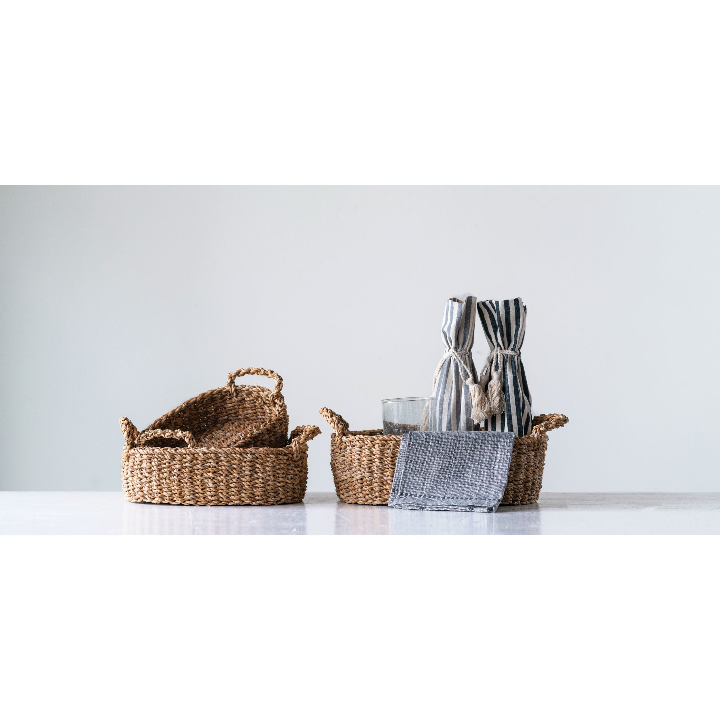 Hand-Woven Baskets with Handles