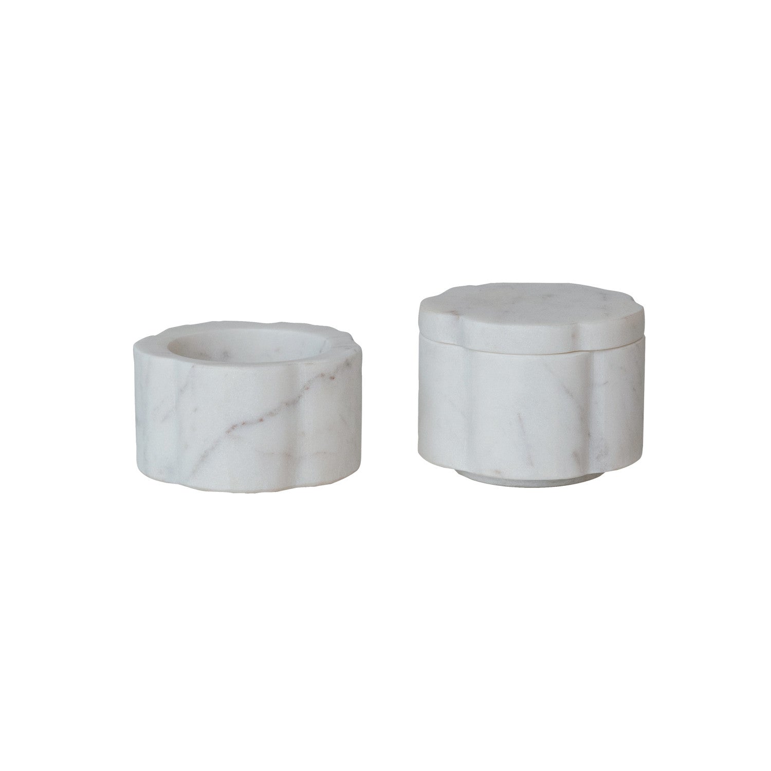 Marble Scalloped Stackable Pinch Pots