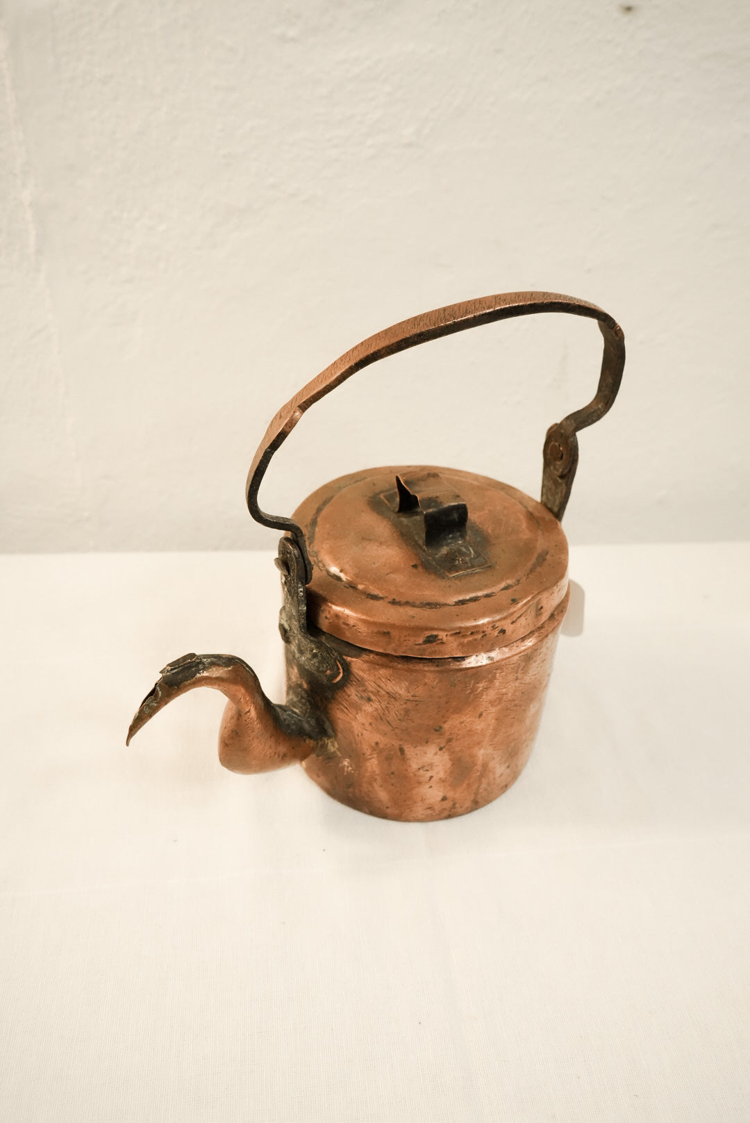 Antique 19th Century French Handmade Hand Hammered Copper Tea Kettle Pot