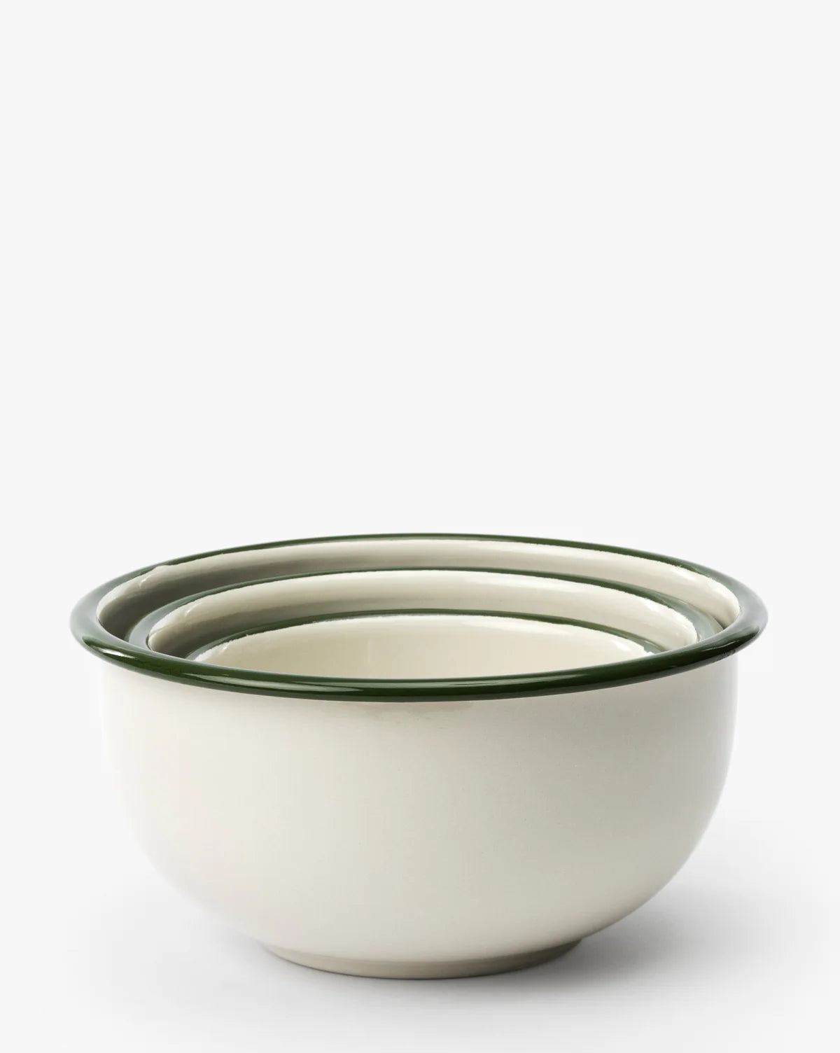 Green and White Enameled Bowl Set (3)