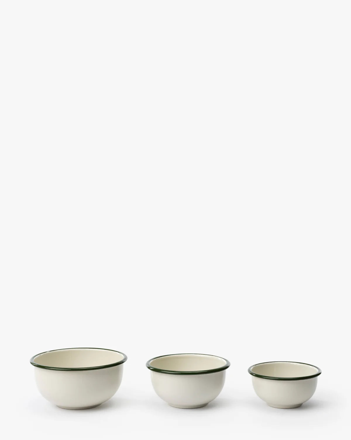 Green and White Enameled Bowl Set (3)
