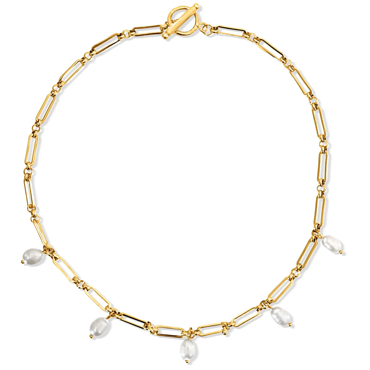 Kendall Toggle Chain Pearl Necklace