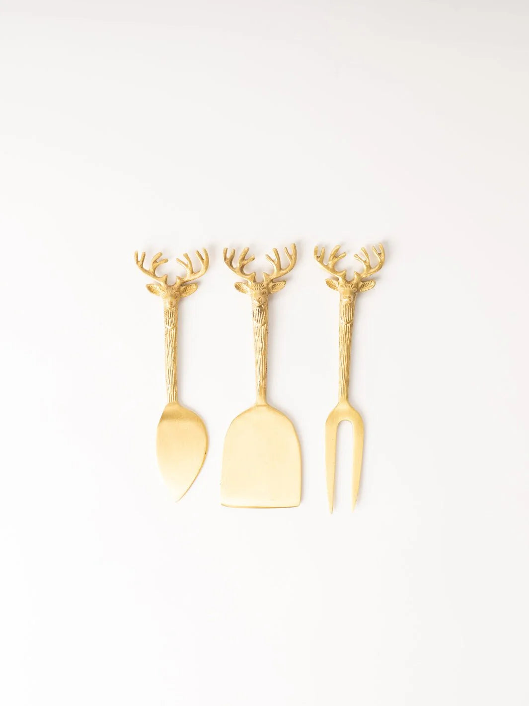 Brass Stag Cheese Knives Set