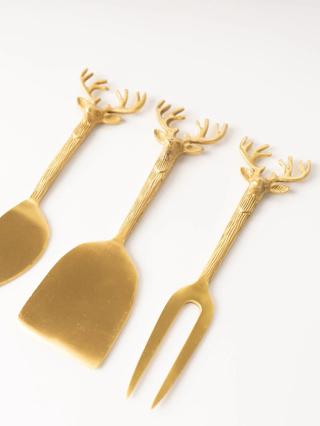 Brass Stag Cheese Knives Set