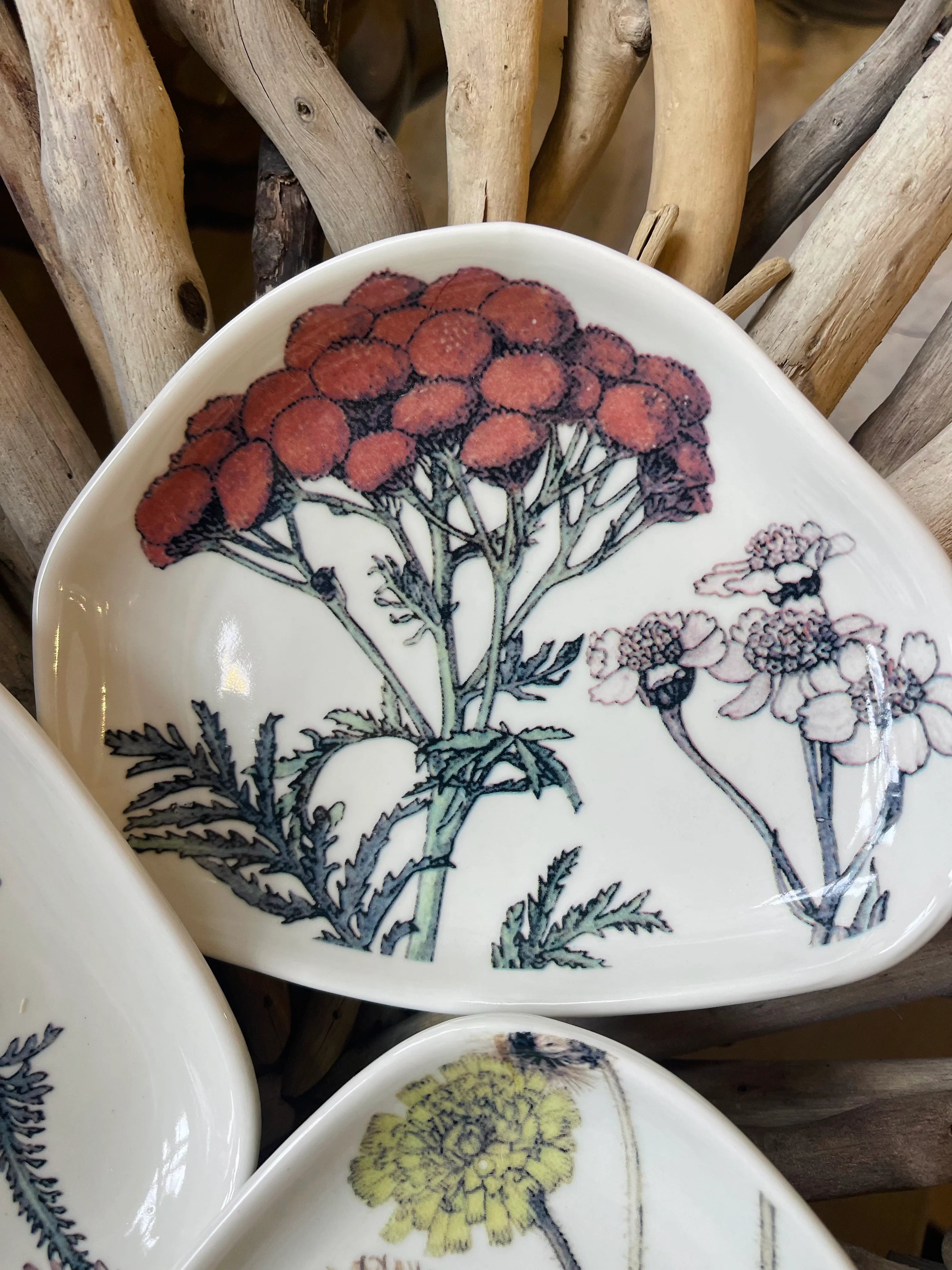 Stoneware Dish w/ Florals