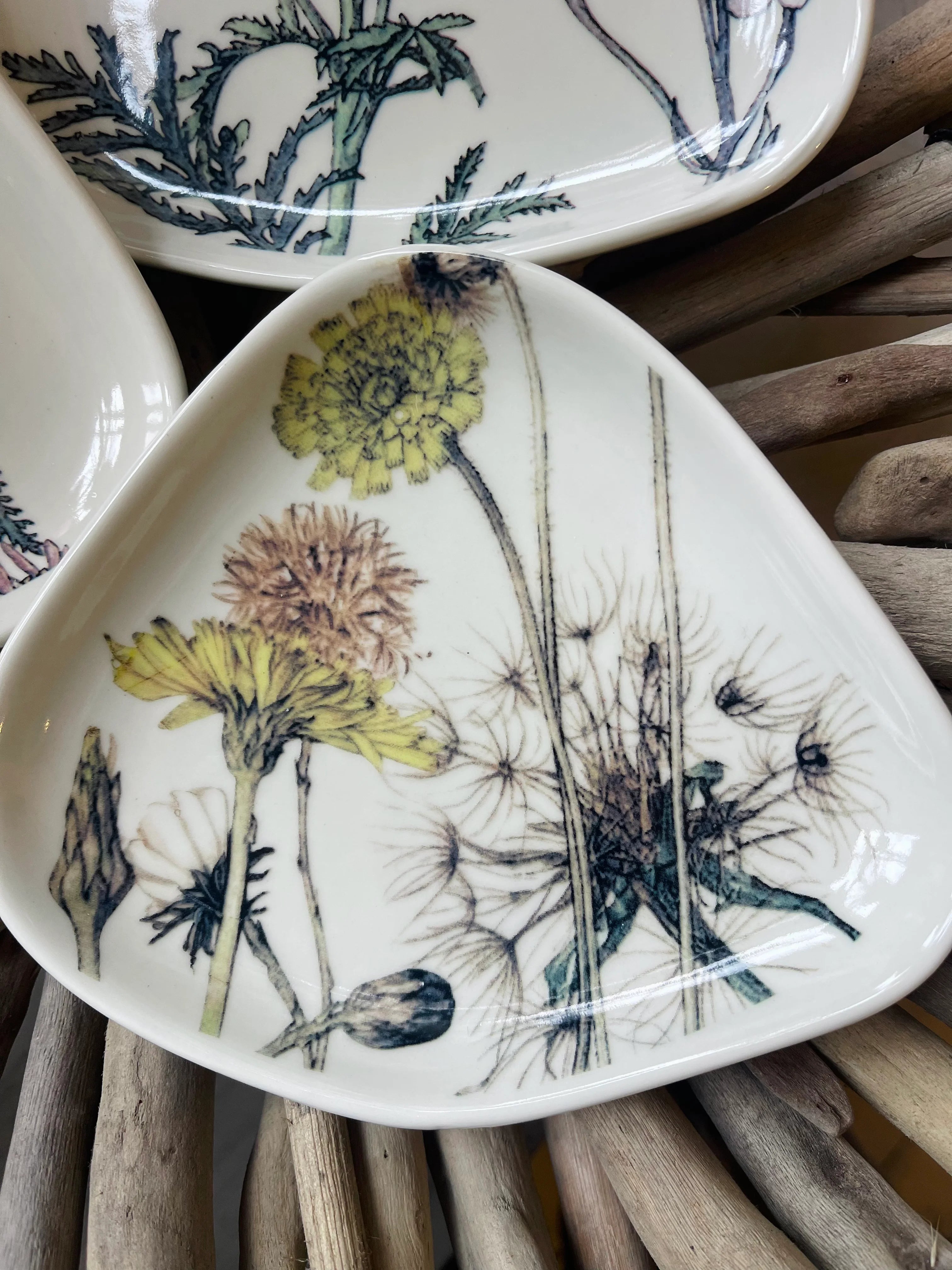 Stoneware Dish w/ Florals