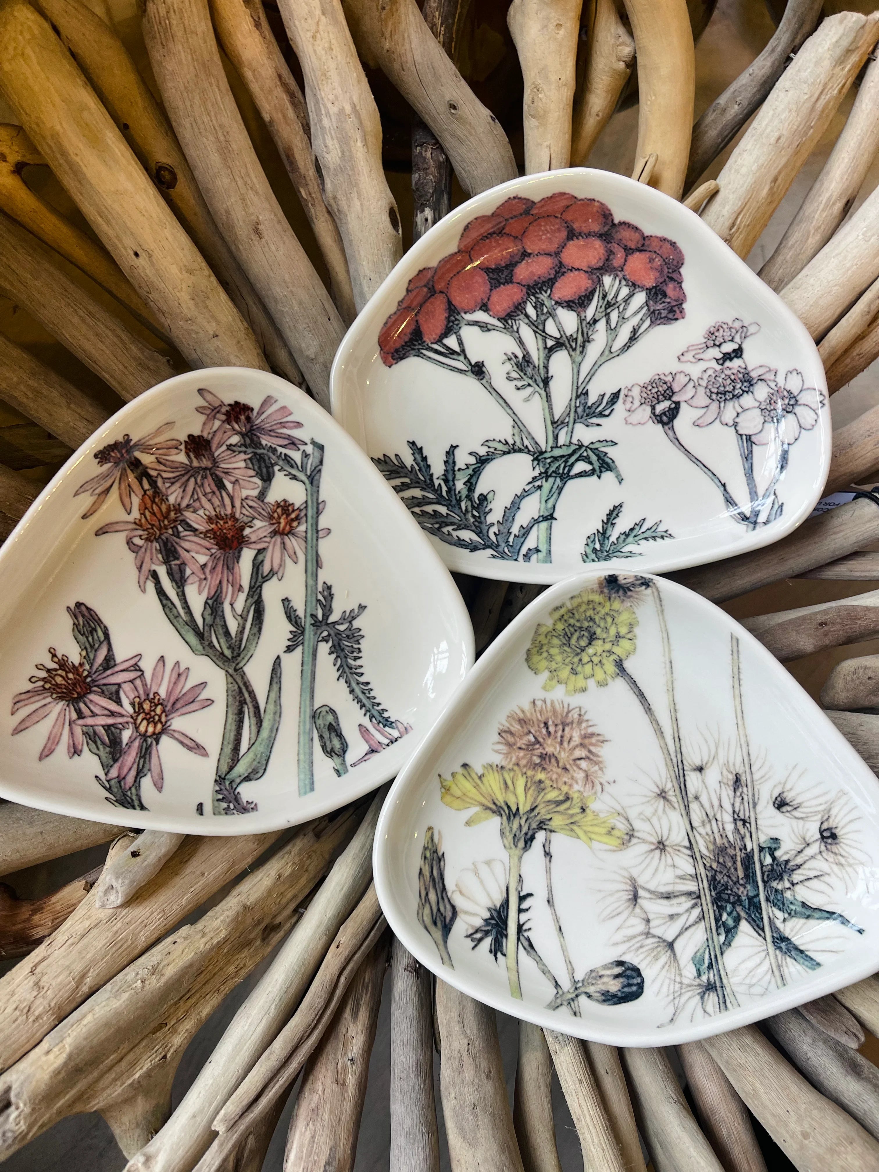 Stoneware Dish w/ Florals