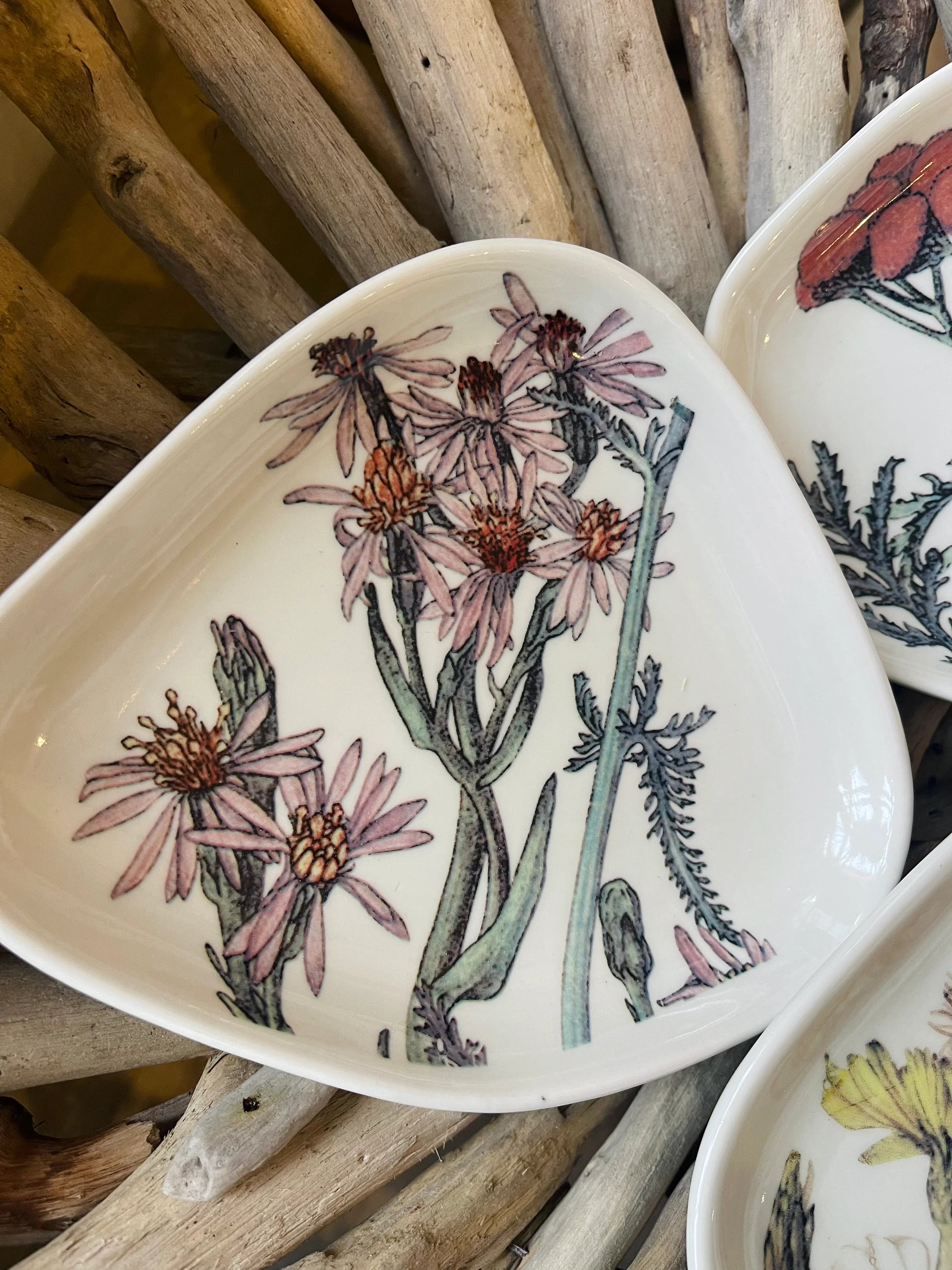 Stoneware Dish w/ Florals