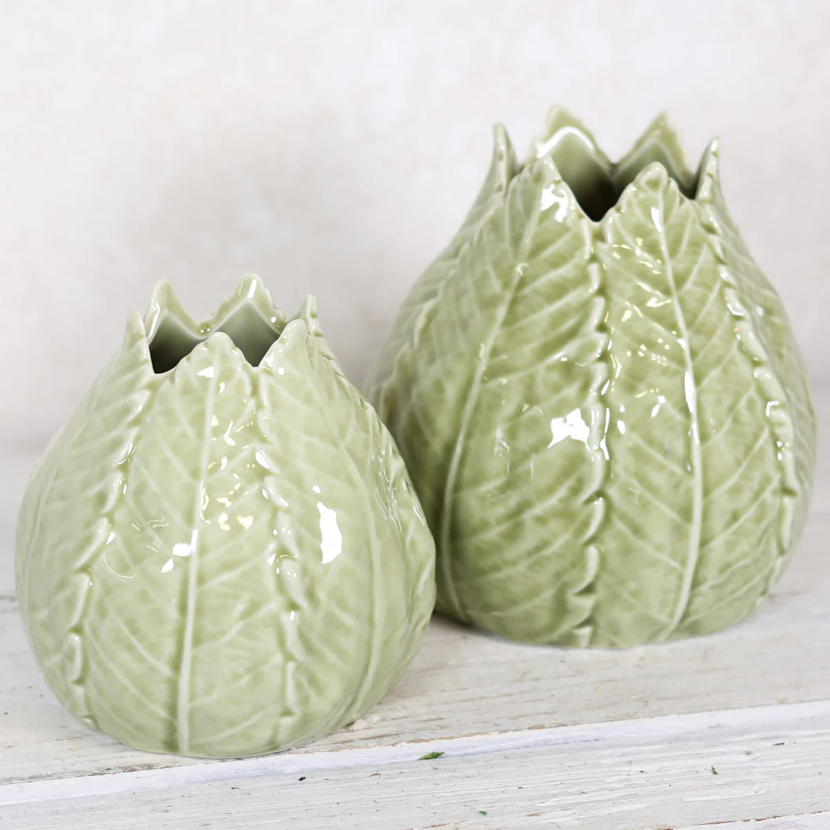Green Ceramic Leaf Vase