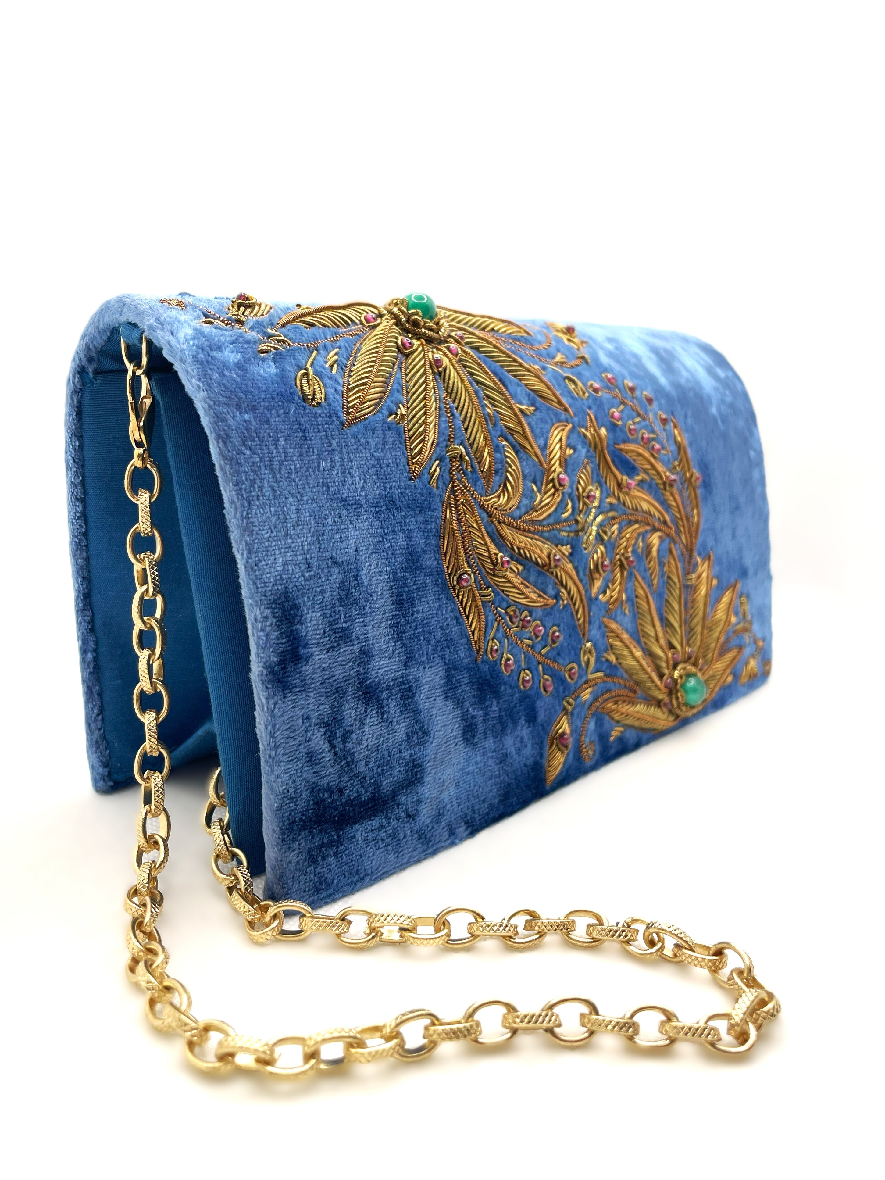 Blue Velvet Clutch