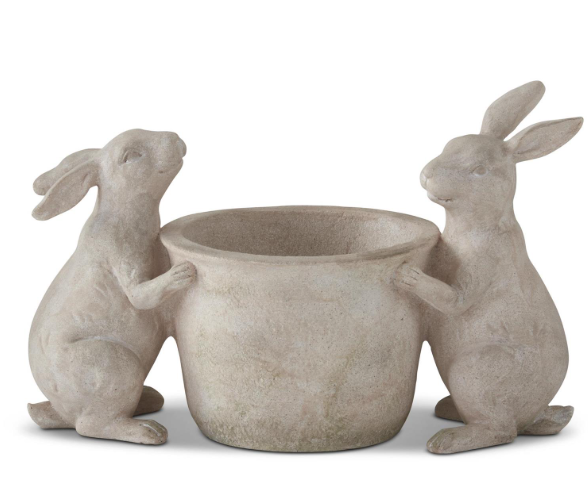 Faux Stone 2 bunny Pot