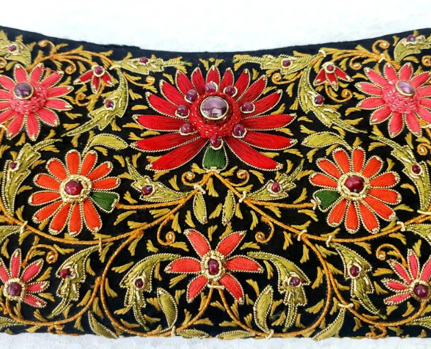 Black Silk Boat Clutch