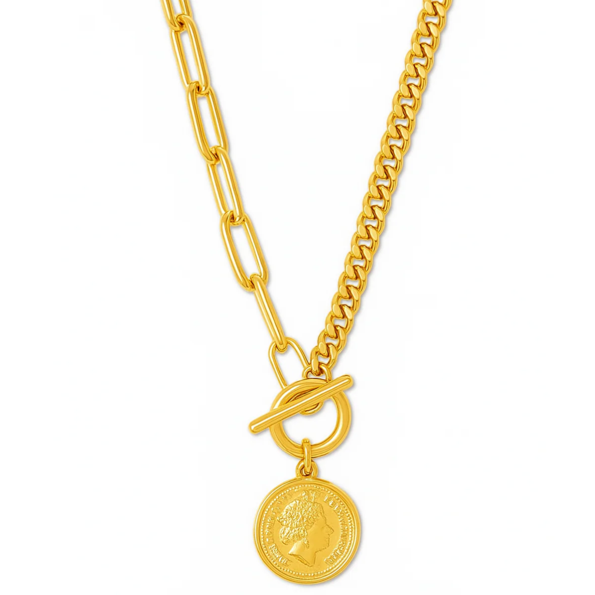 Stacie Toggle Chain Coin Necklace