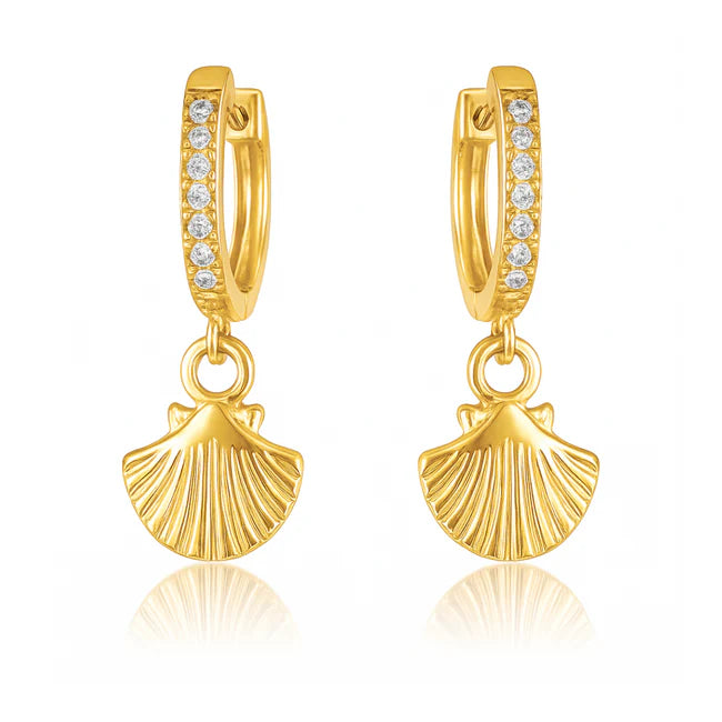 Citara Huggie Hoop Shell Earring