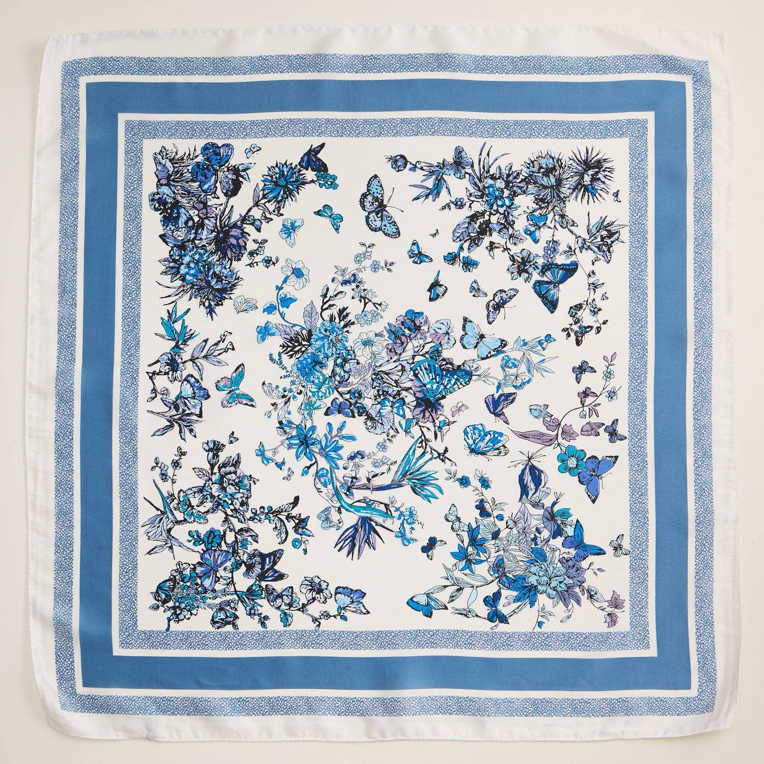 Floral Butterfly Silk Texture Square Scarf