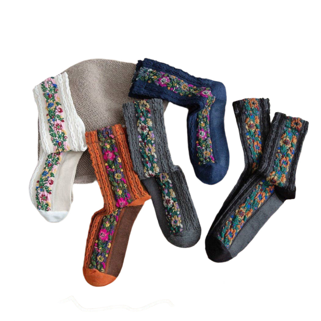 Vintage Floral Print Socks