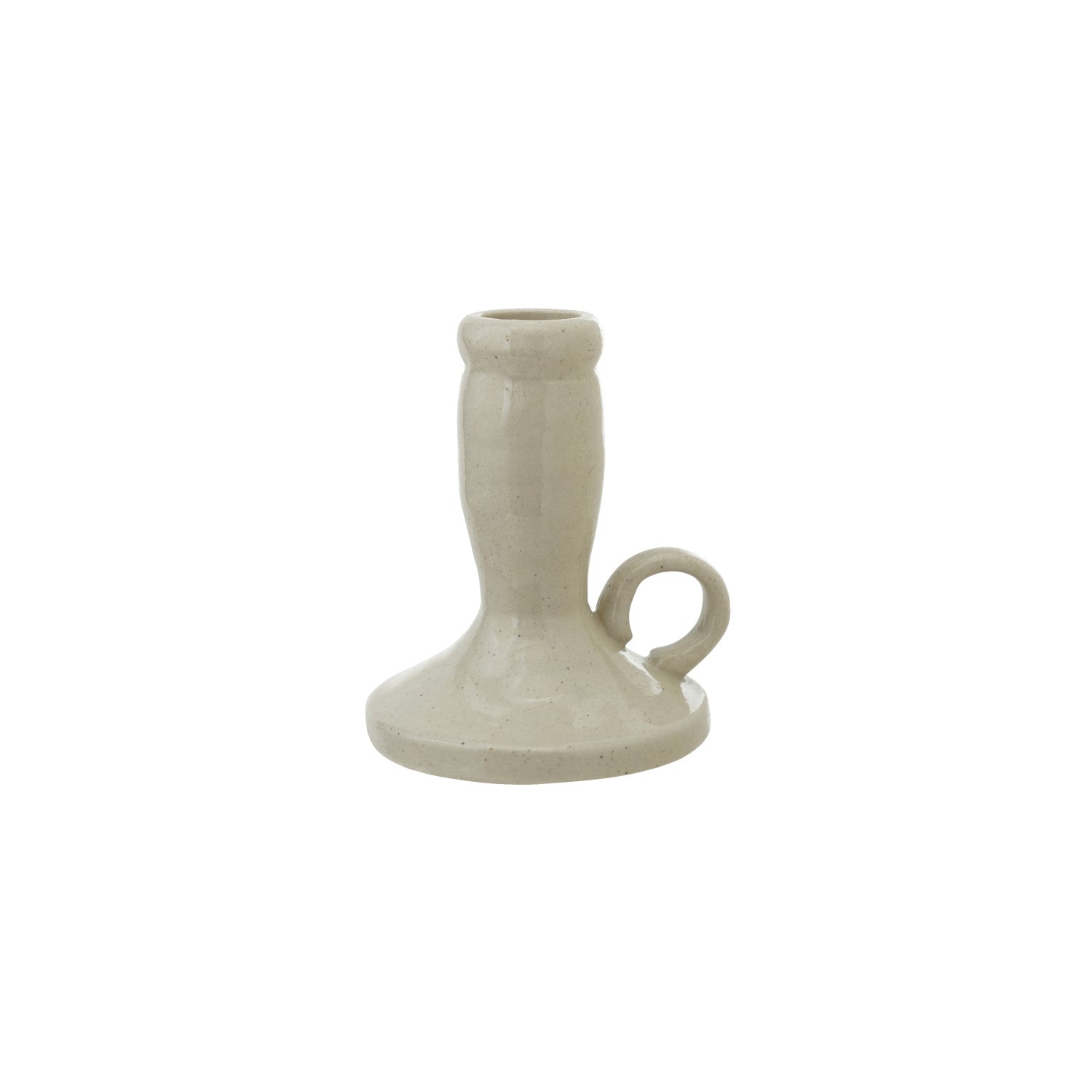 Stoneware Chamberstick, Cream Color (Each One Will Vary)
