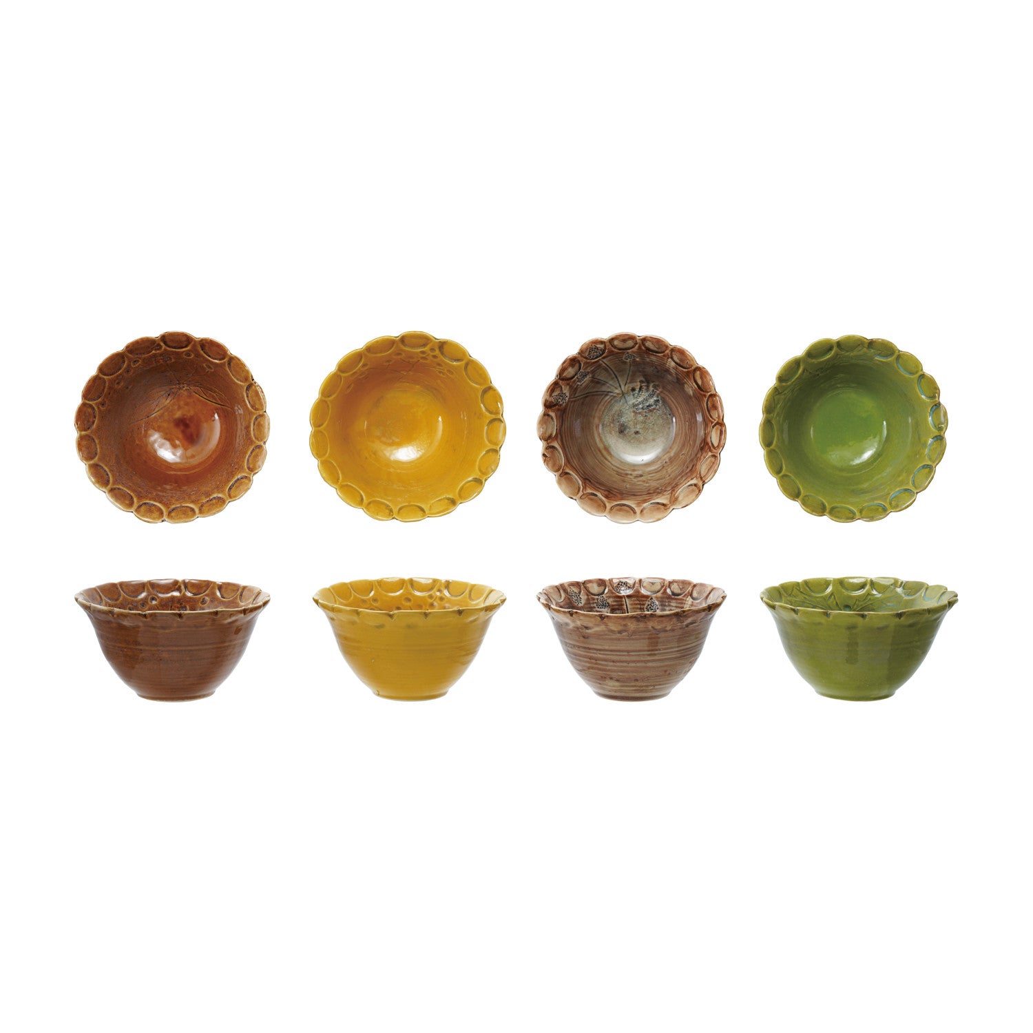 Debossed Stoneware Scalloped Bowl, 4 Styles (Each Will Vary) ©