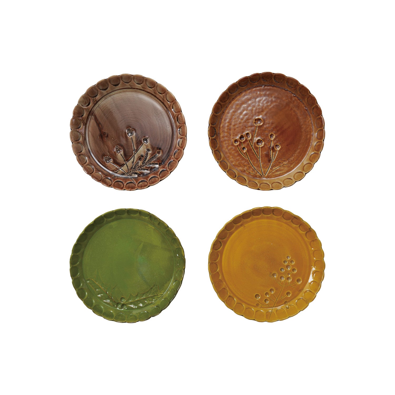 Debossed Stoneware Scalloped Plate, 4 Styles (Each Will Vary) ©