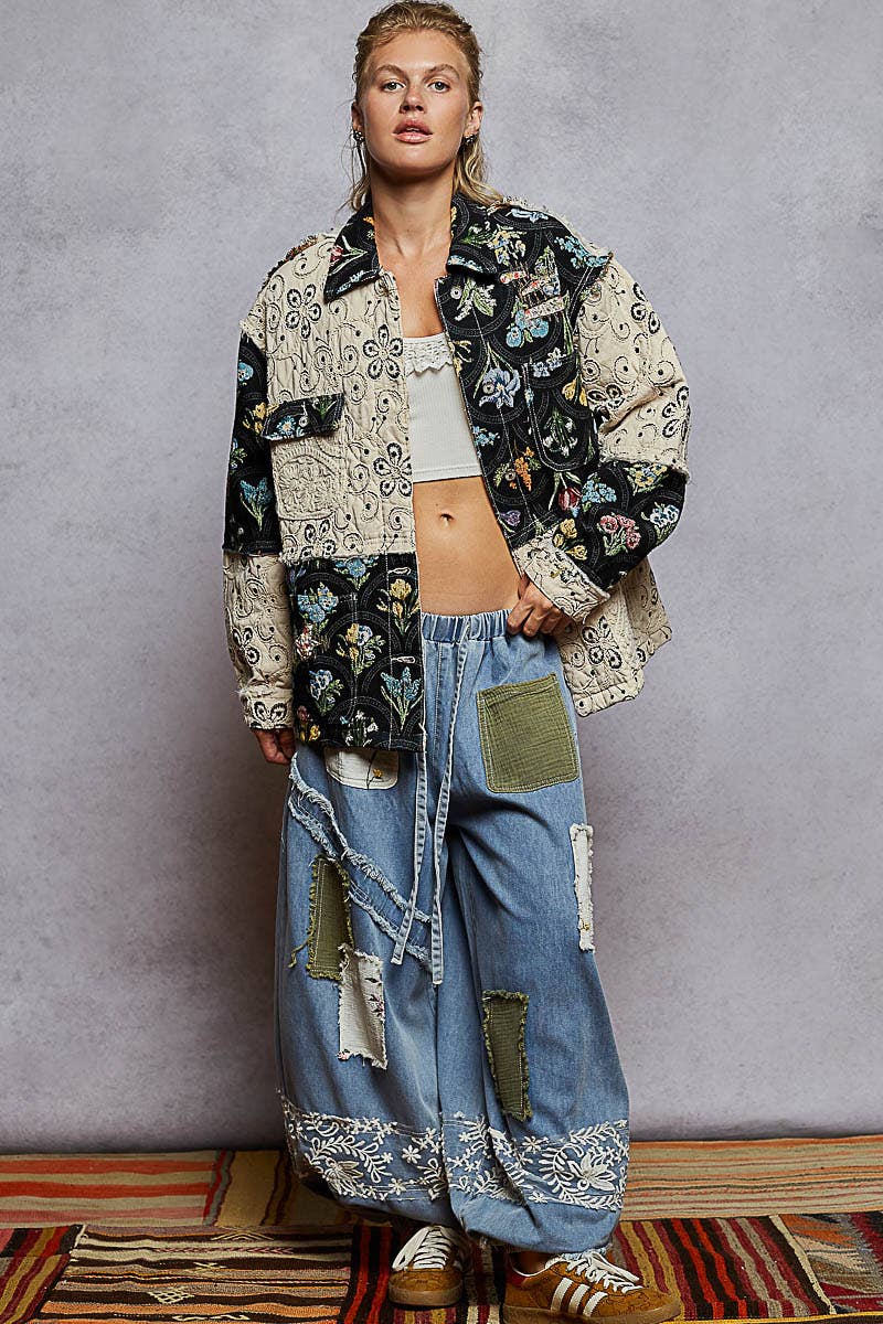 Raw edge jacquard jacket