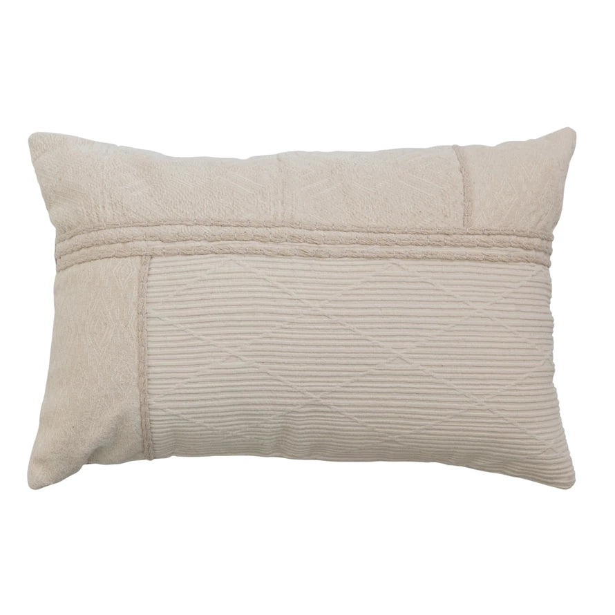 Cream Cotton Lumbar Pillow