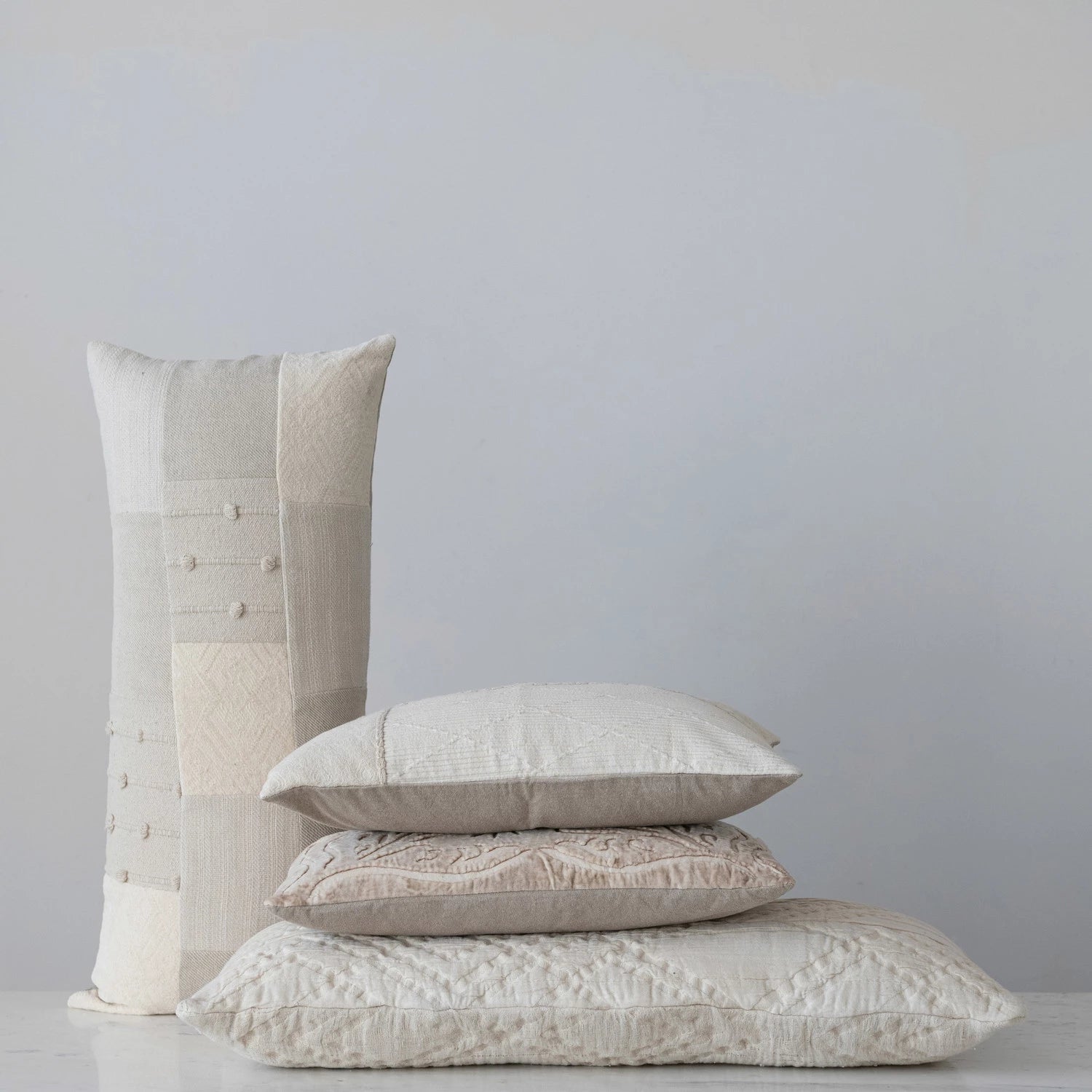 Cream Cotton Lumbar Pillow
