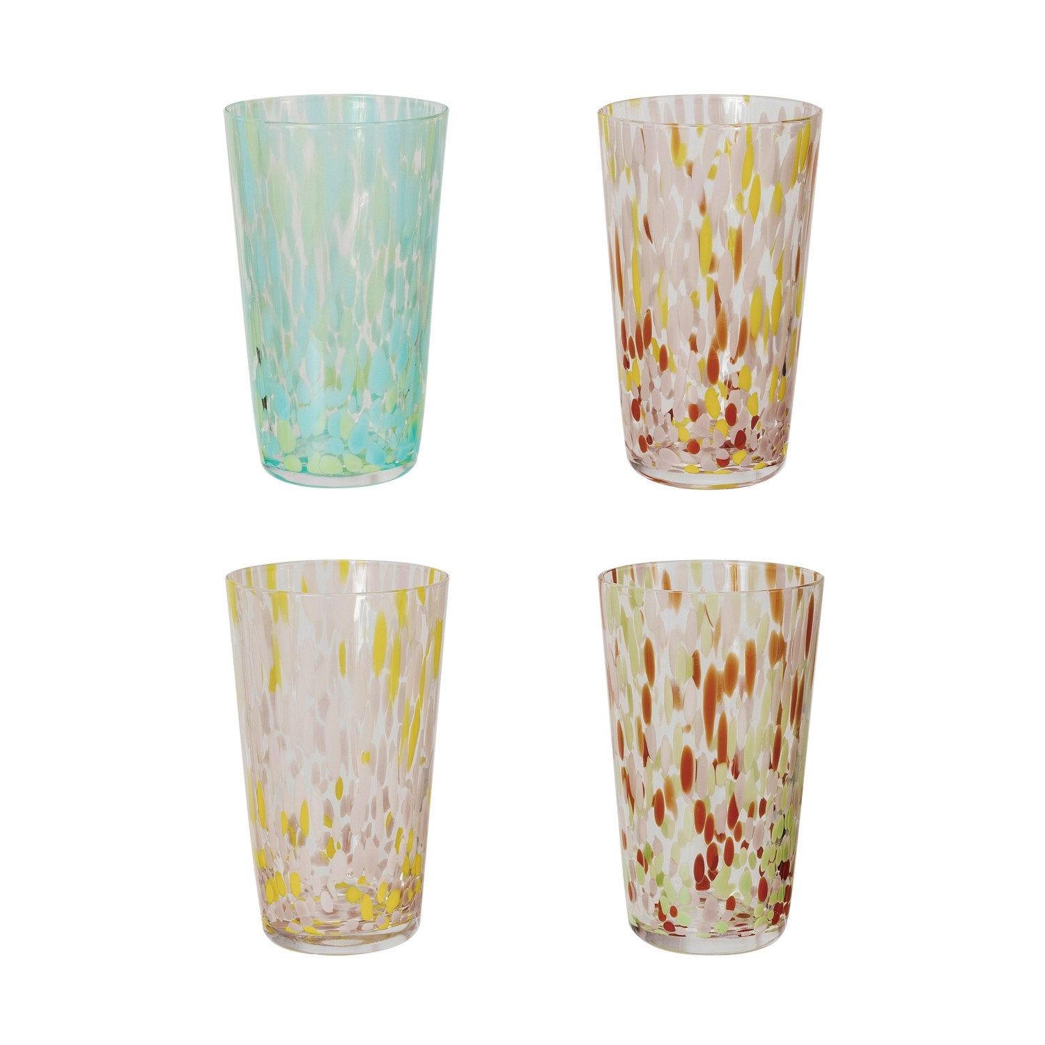 14 oz. Blown Confetti Drinking Glass, 4 Styles