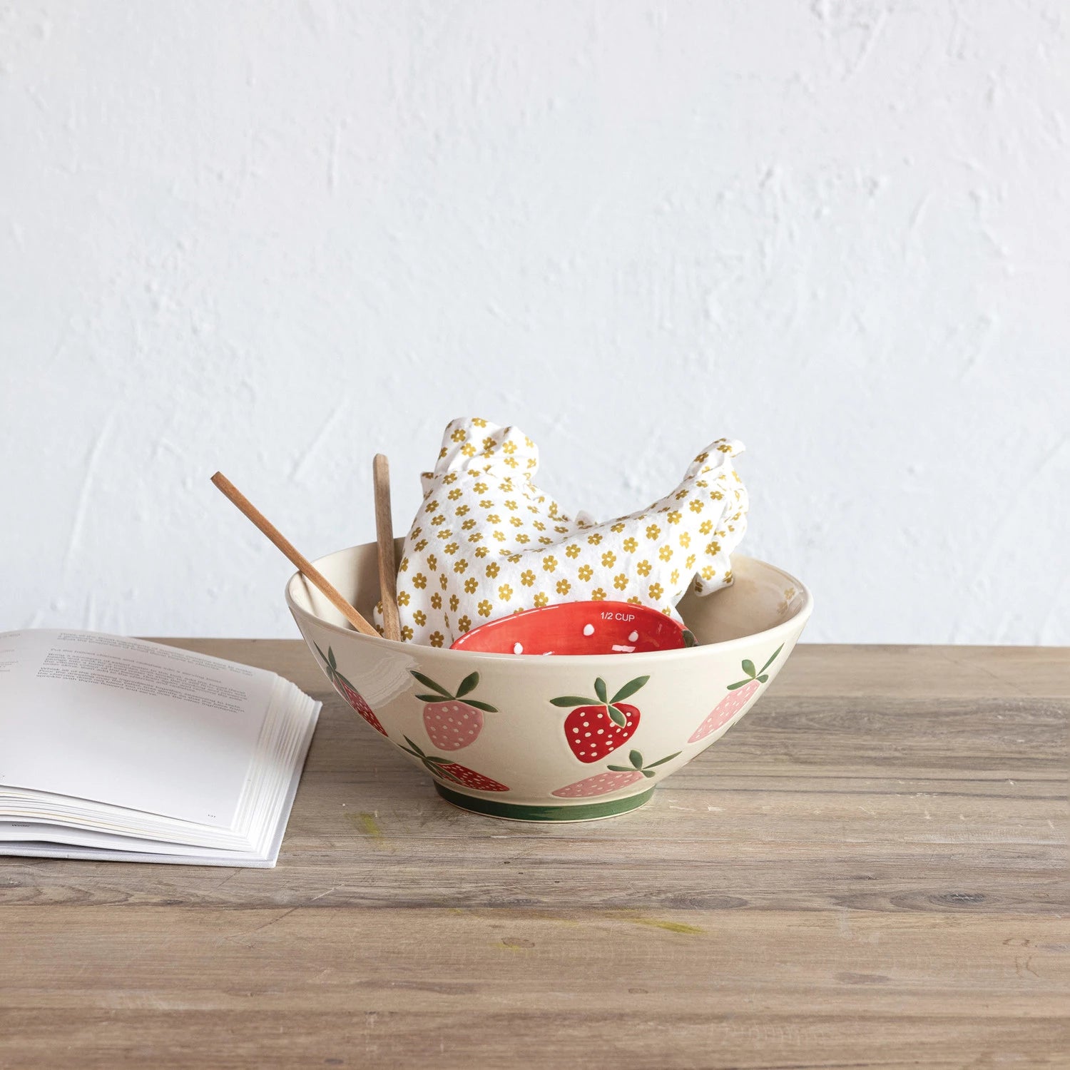 Hand-painted Strawberry Stoneware Bowl