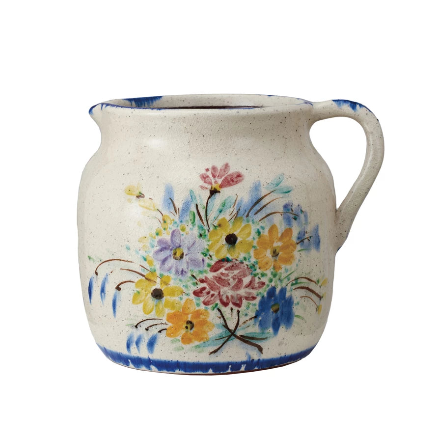 Terracotta Pitcher w/ Flowers