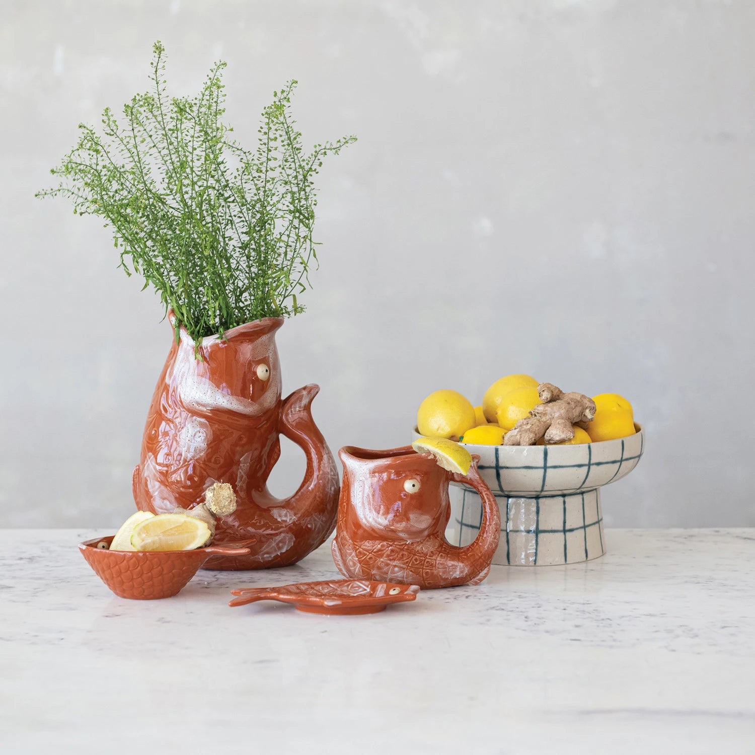 Stoneware Pedestal Bowl