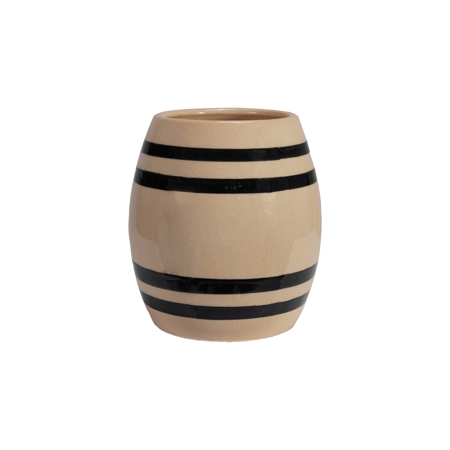 Stoneware Vintage Reproduction Crock with Stripes (Each Will Vary)