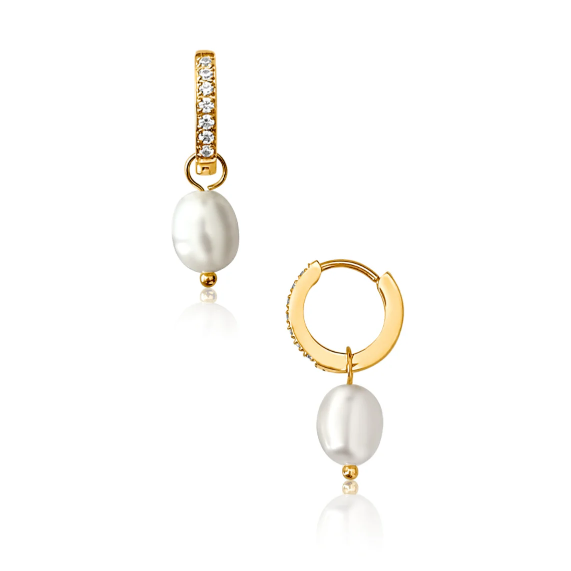 Georgie Huggie Hoop Pearl Earring