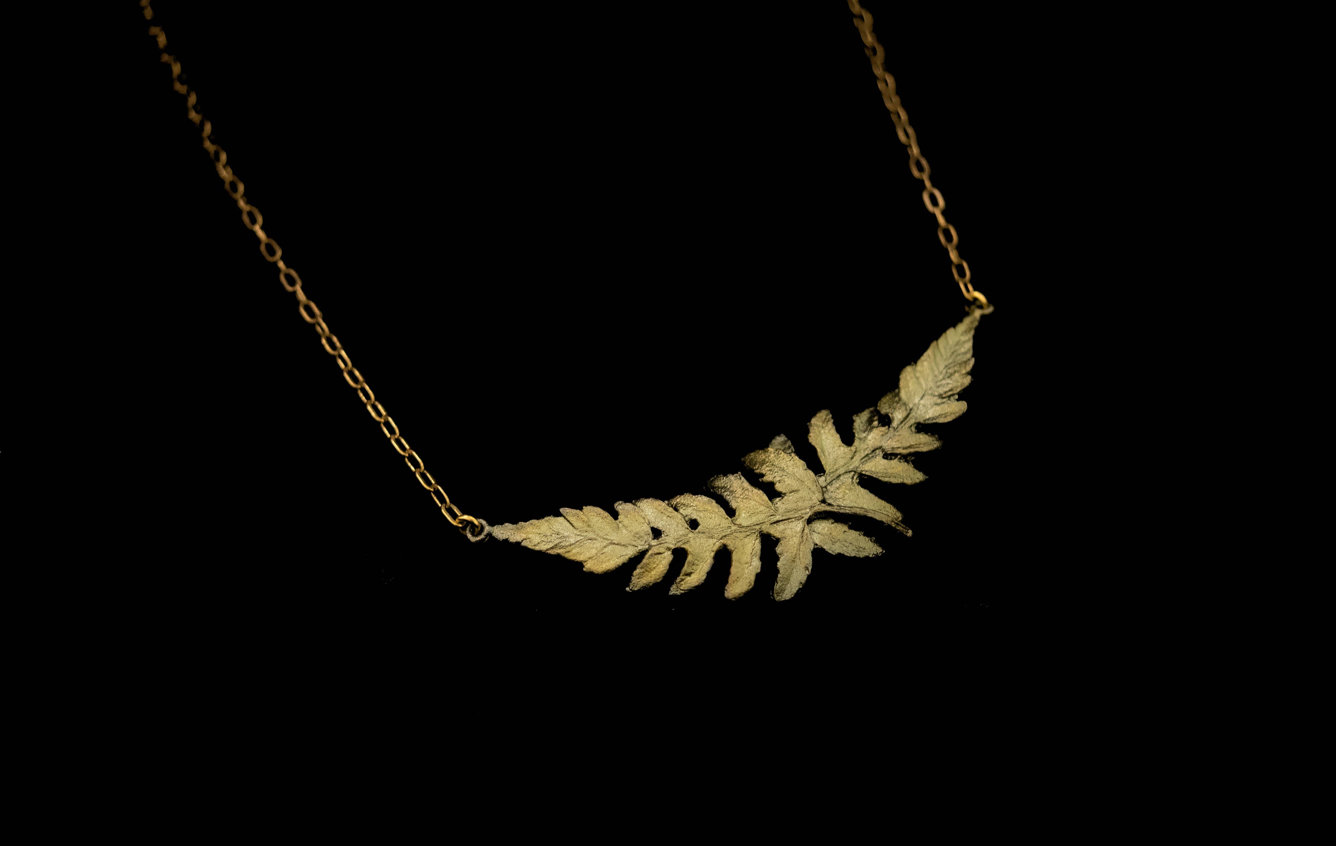 Fern Leaf Pendant - Dainty Additions 16" Adj.